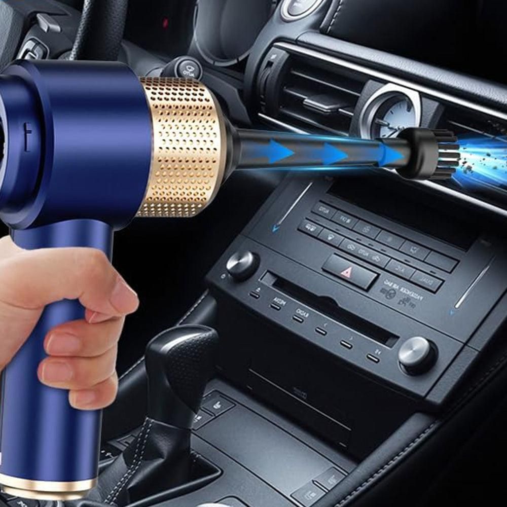 4-in-1 Handheld Car Vacuum Cleaner Portable Cordless Air Duster with LED Light for Car Home Office Blue V1263-JX-7246-2