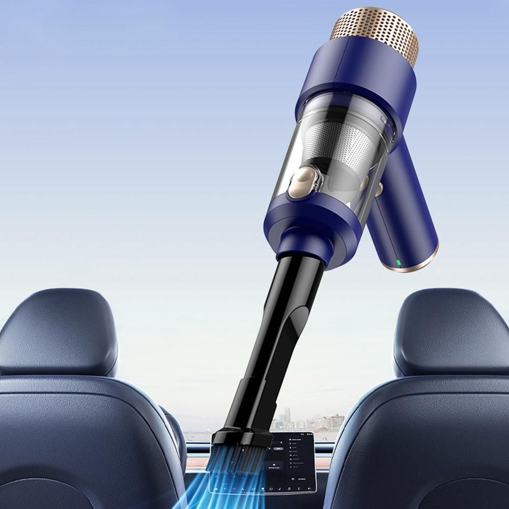 4-in-1 Handheld Car Vacuum Cleaner Portable Cordless Air Duster with LED Light for Car Home Office Blue V1263-JX-7246-2