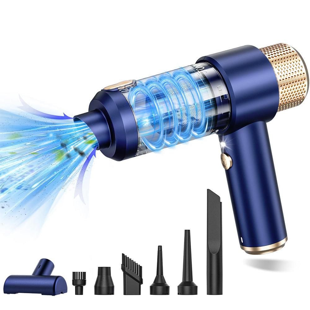 4-in-1 Handheld Car Vacuum Cleaner Portable Cordless Air Duster with LED Light for Car Home Office Blue V1263-JX-7246-2