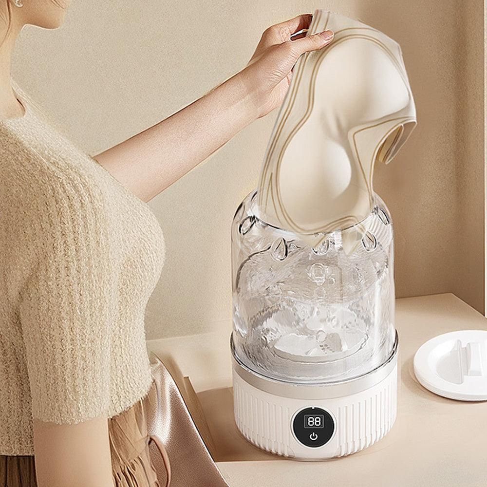 Mini Portable Washing Machine Rechargeable Small Clothes Washer for Travel Use White V1263-JX-7248-2