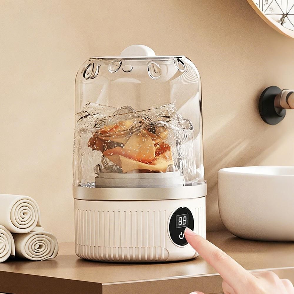 Mini Portable Washing Machine Rechargeable Small Clothes Washer for Travel Use White V1263-JX-7248-2