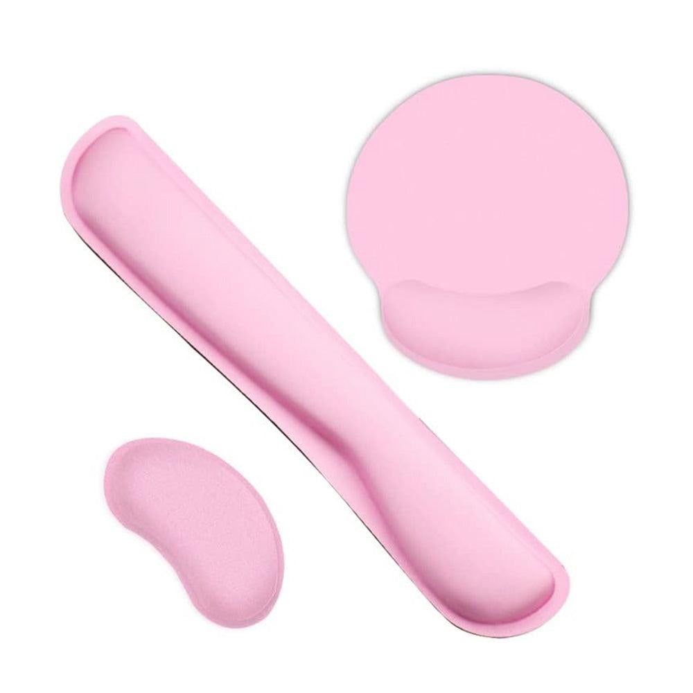 3Pcs Gaming Mouse Pad with Ergonomic Wrist Rest Pink V1263-JX-7249-1