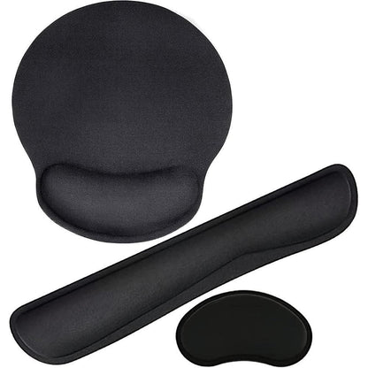 3Pcs Gaming Mouse Pad with Ergonomic Wrist Rest Black V1263-JX-7249-2