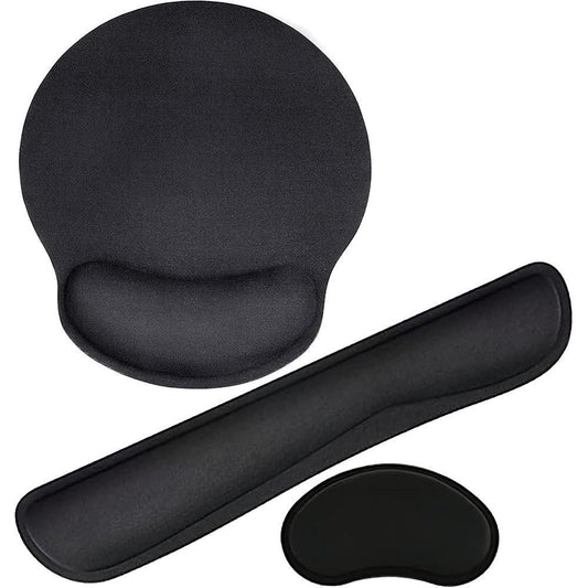 3Pcs Gaming Mouse Pad with Ergonomic Wrist Rest Black V1263-JX-7249-2