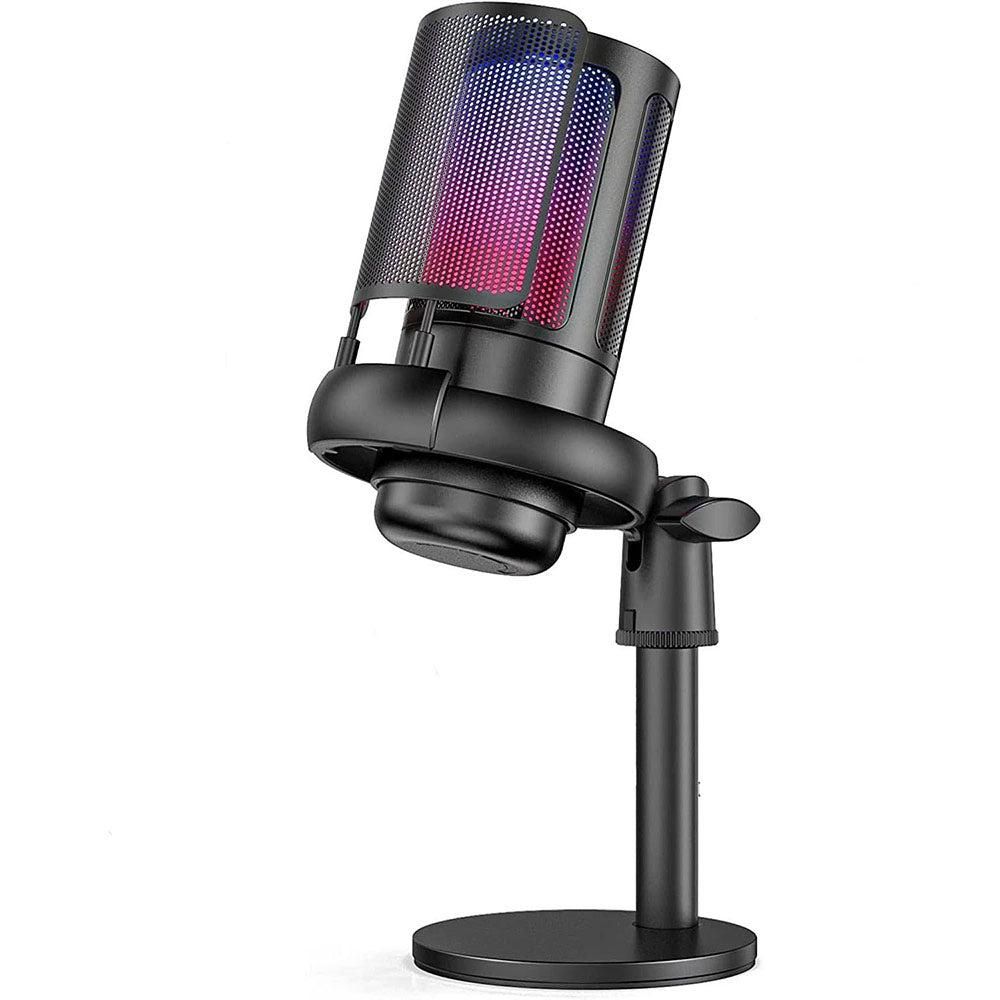 USB Condenser Gaming Microphone with RGB Lighting Adjustable Stand for Recording Streaming Pink V1263-JX-7251-1