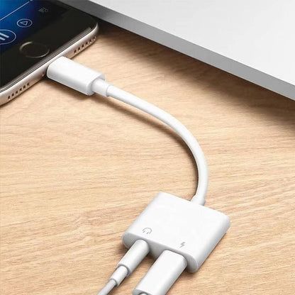 2-in-1 Lightning to 3.5mm Headphone Jack and Charger Adapter - For Apple Devices V1263-JX-7252