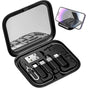 6-in-1 Cable Organizer Multifunctional Storage Box with Mirror for Travel Black V1263-JX-7254-3