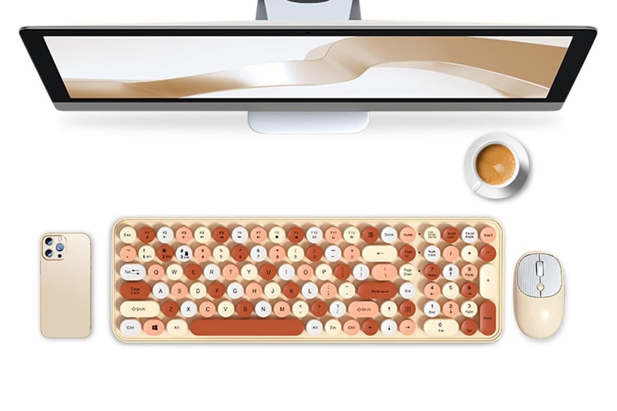 2.4GHz Wireless Keyboard and Mouse Combo Cute Brown V1263-JX-7259-1