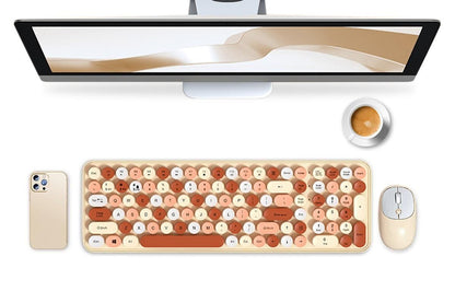 2.4GHz Wireless Keyboard and Mouse Combo Cute Brown V1263-JX-7259-1