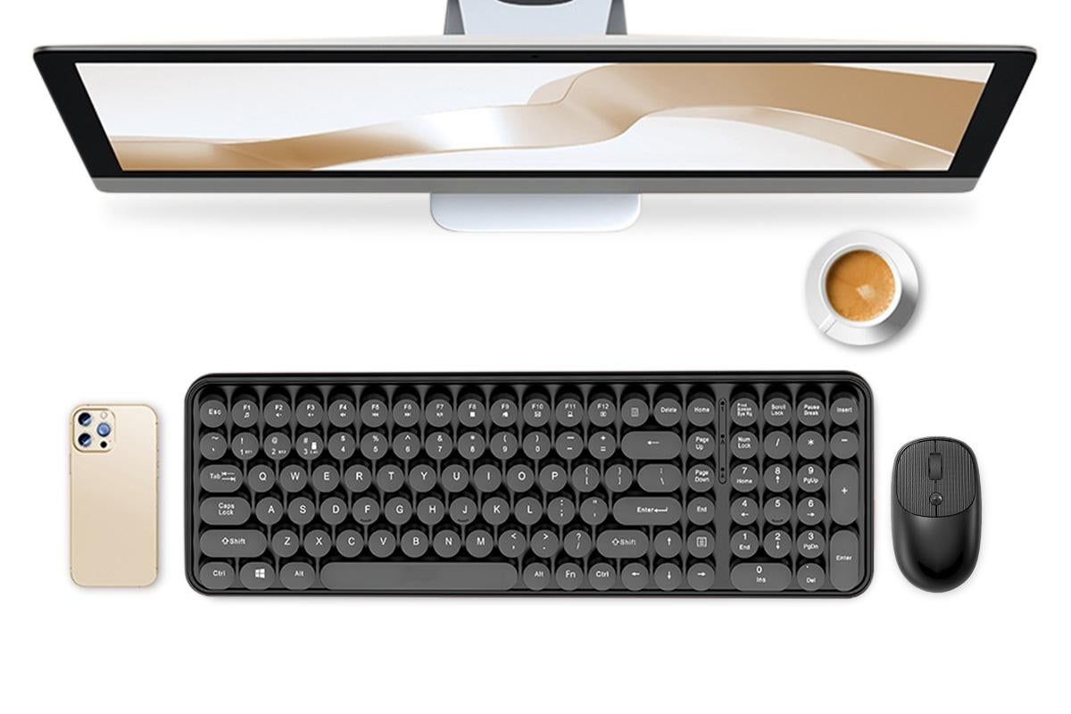 2.4GHz Wireless Keyboard and Mouse Combo Cute Black V1263-JX-7259-3