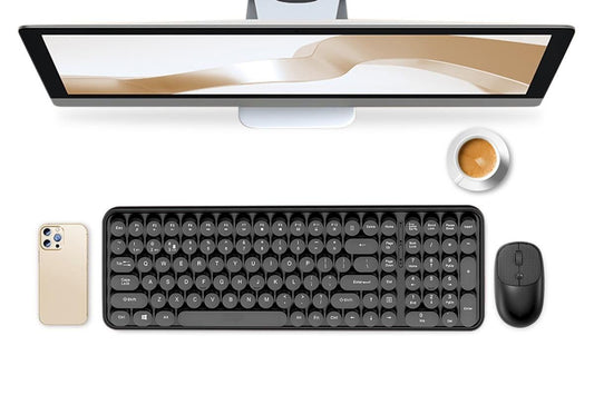 2.4GHz Wireless Keyboard and Mouse Combo Cute Black V1263-JX-7259-3