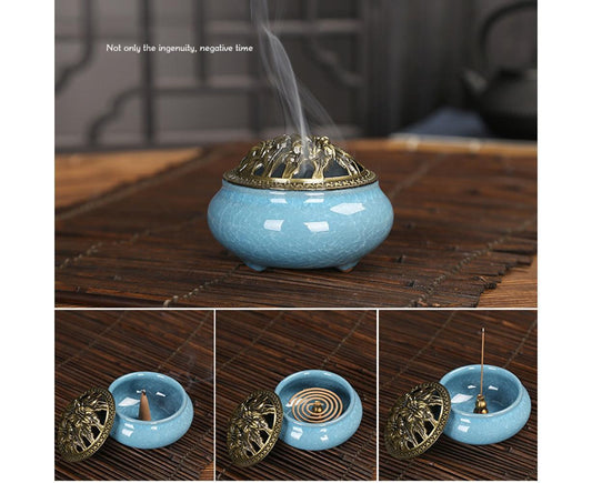 Vintage Ceramic Incense Burner Holder Meditation Buddhist Zen Censer Home Decor-2# V1263-JX-726