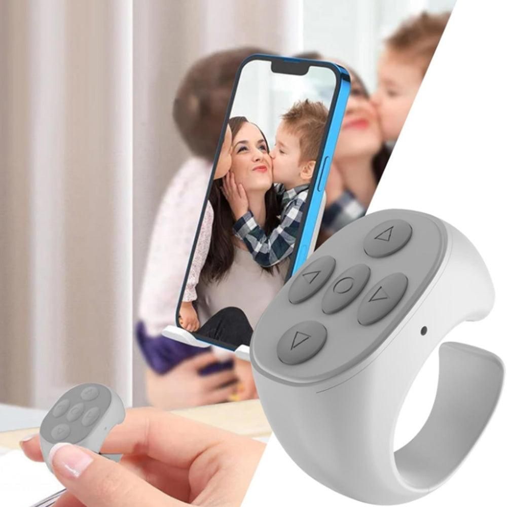Wireless Page Turner Bluetooth Ring Remote Control Fingertip Selfie Video Controller for Smart Phone White V1263-JX-7260-1
