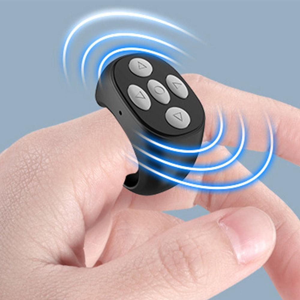 Wireless Page Turner Bluetooth Ring Remote Control Fingertip Selfie Video Controller for Smart Phone Black V1263-JX-7260-2