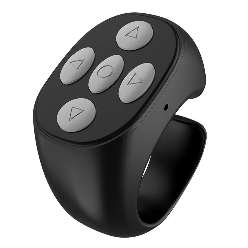 Wireless Page Turner Bluetooth Ring Remote Control Fingertip Selfie Video Controller for Smart Phone Black V1263-JX-7260-2