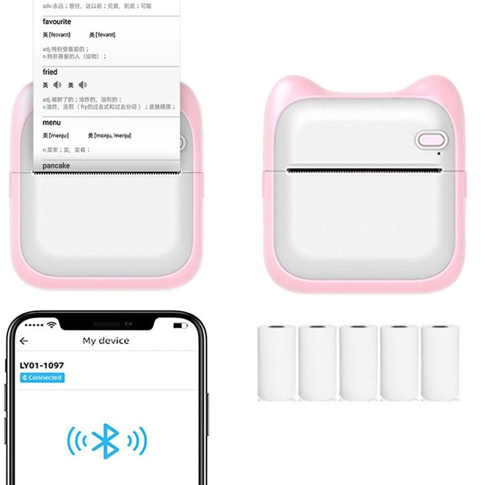 Pocket Bluetooth Thermal Printer Wireless Mobile Inkless Printer for Home Office Pink V1263-JX-7261-2