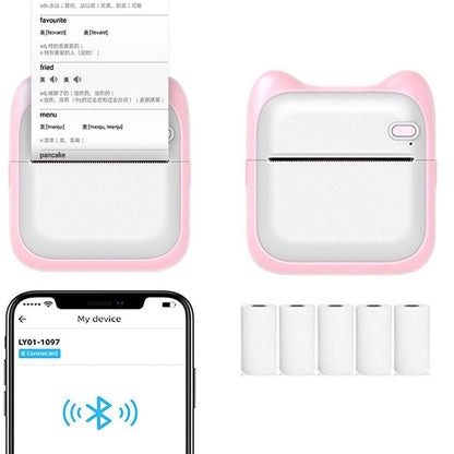 Pocket Bluetooth Thermal Printer Wireless Mobile Inkless Printer for Home Office Pink V1263-JX-7261-2