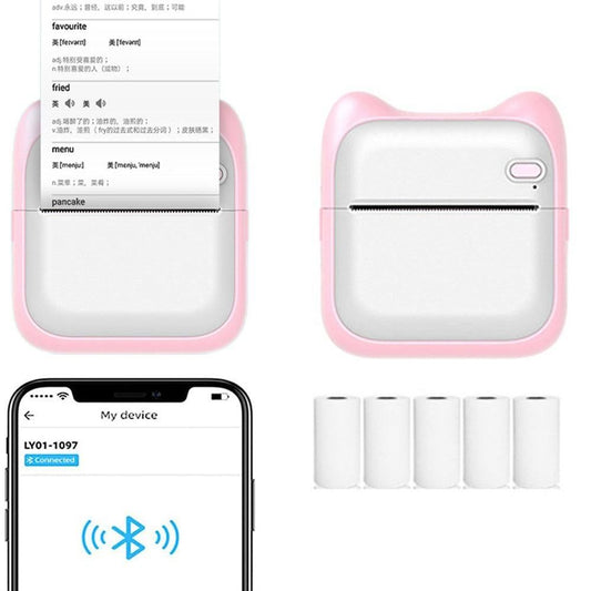 Pocket Bluetooth Thermal Printer Wireless Mobile Inkless Printer for Home Office Pink V1263-JX-7261-2