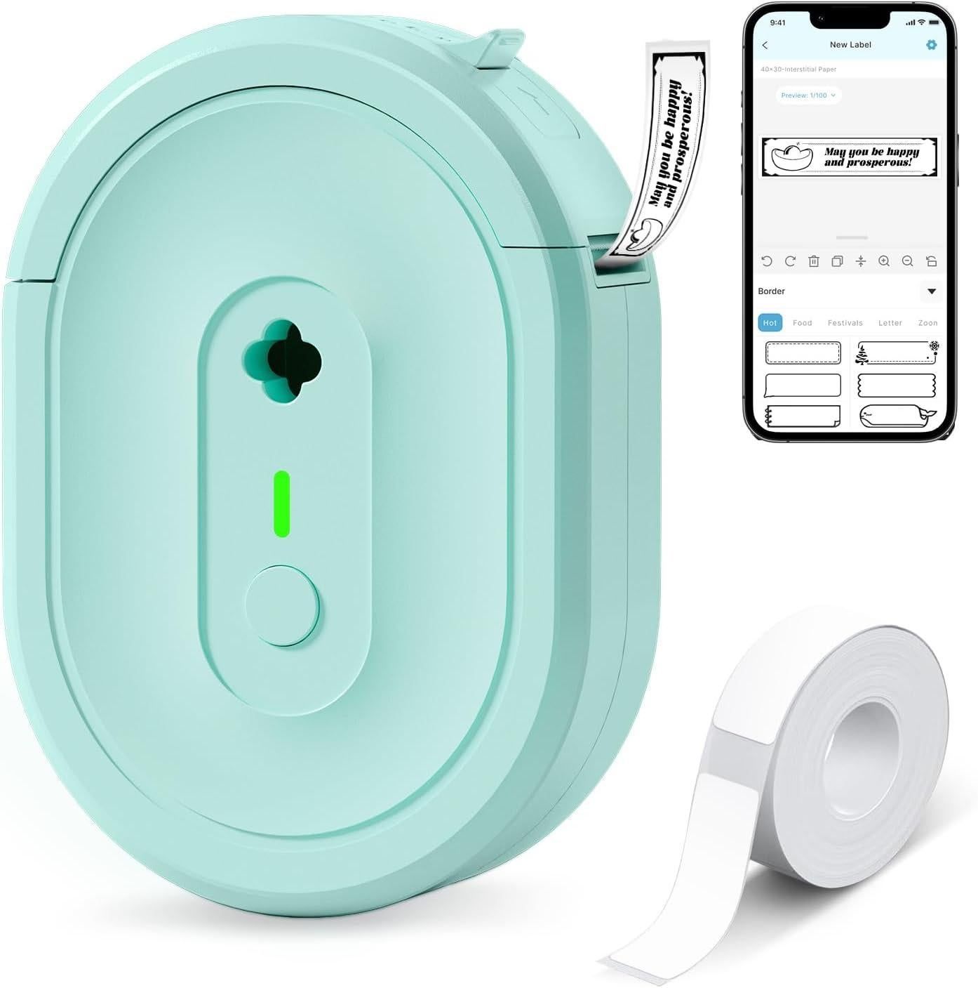 Wireless Mini Label Maker with Tape - Bluetooth Thermal Label Printer V1263-JX-7264