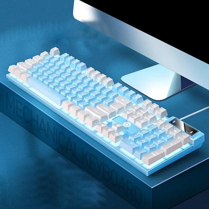 104 Keys Gaming Keyboard Wired Backlit Keyboard Blue V1263-JX-7265-1