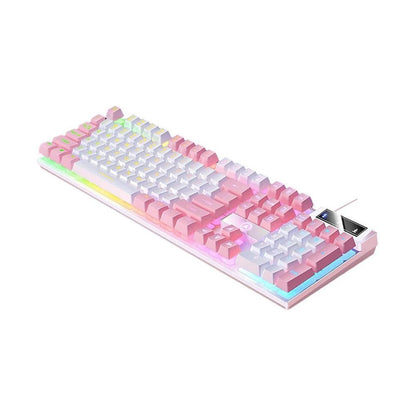 104 Keys Gaming Keyboard Wired Backlit Keyboard White V1263-JX-7265-2