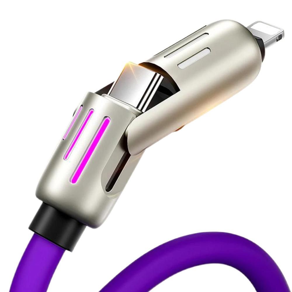 240W 4 in 1 Charging Cable For Apple Android Lightning Cable USB Type-C Purple V1263-JX-7266