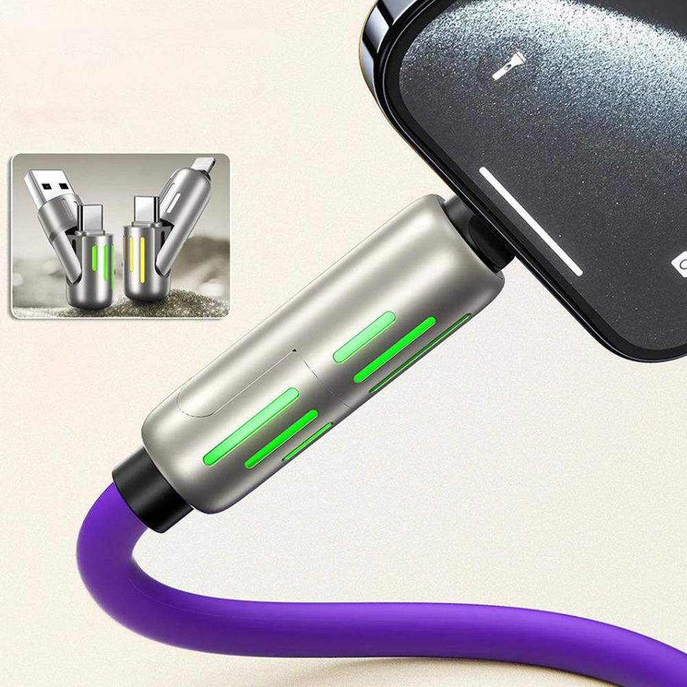 240W 4 in 1 Charging Cable For Apple Android Lightning Cable USB Type-C Purple V1263-JX-7266