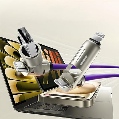240W 4 in 1 Charging Cable For Apple Android Lightning Cable USB Type-C Purple V1263-JX-7266