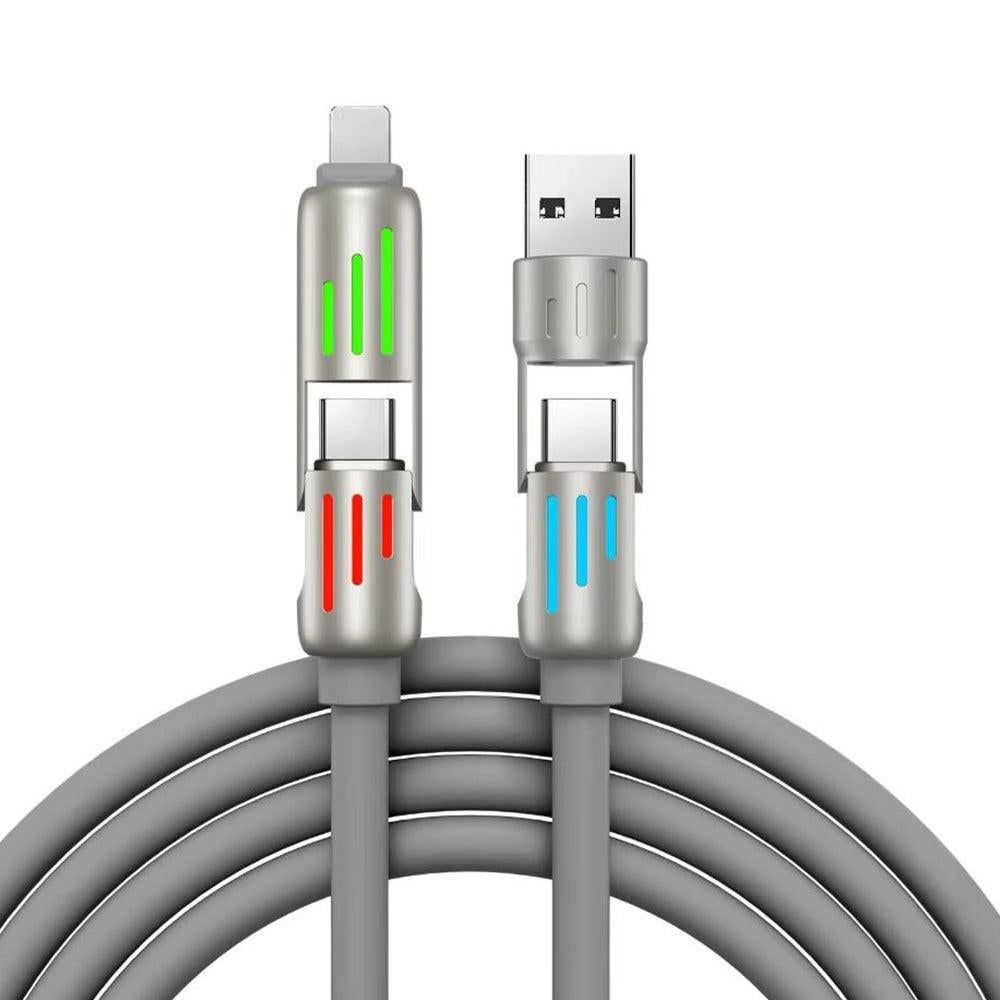 240W 4 in 1 Charging Cable For Apple Android Lightning Cable USB Type-C Purple V1263-JX-7266