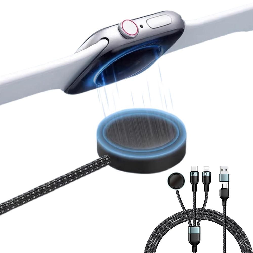 3-in-2 USB-C Charging Cable for Apple Watch iPhone Type-C Multi Fast Charging Cable V1263-JX-7267