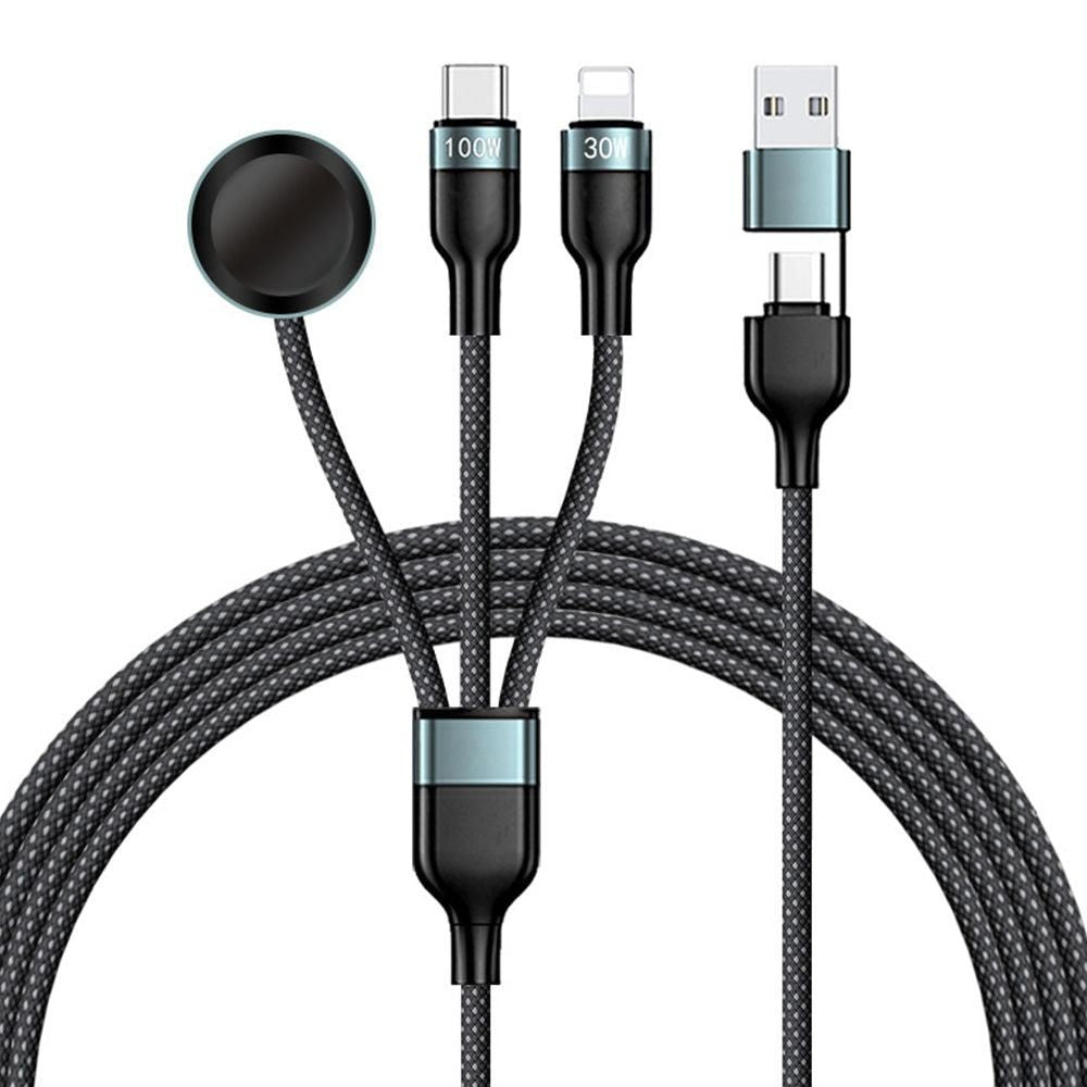 3-in-2 USB-C Charging Cable for Apple Watch iPhone Type-C Multi Fast Charging Cable V1263-JX-7267