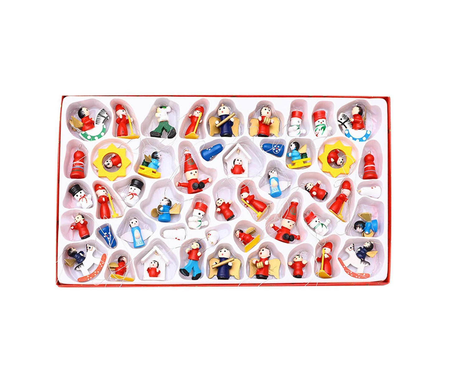 48Pcs Xmas Pendants Multi Shapes Wooden-Multicolor V1263-JX-727