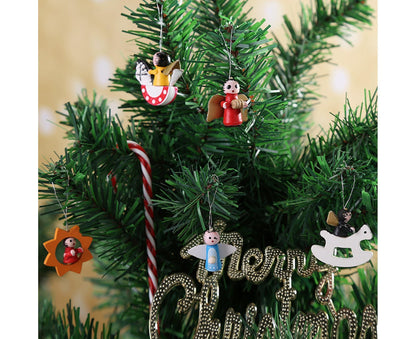 48Pcs Xmas Pendants Multi Shapes Wooden-Multicolor V1263-JX-727