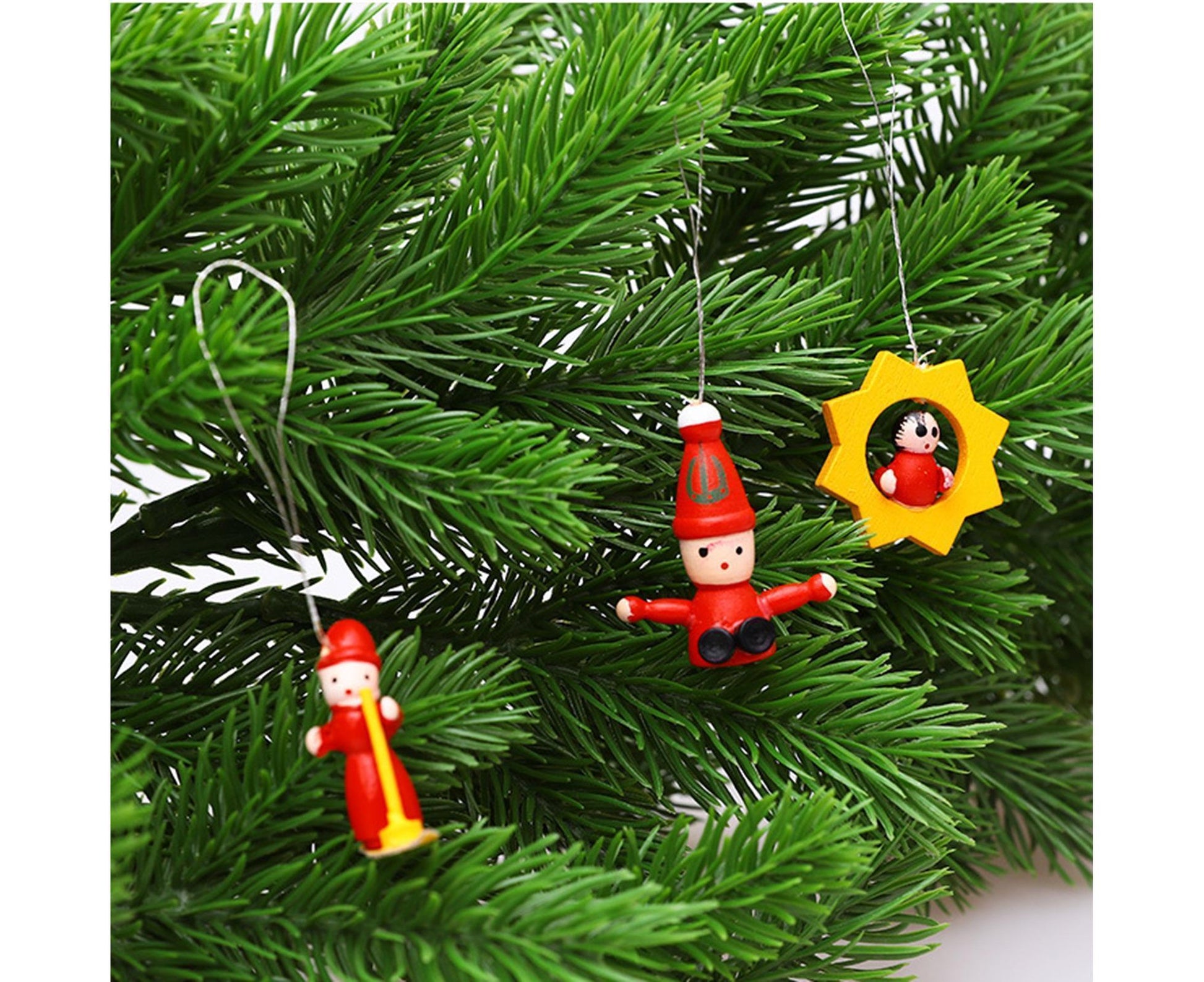 48Pcs Xmas Pendants Multi Shapes Wooden-Multicolor V1263-JX-727