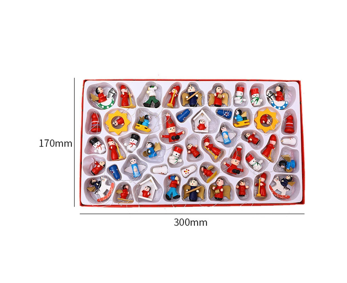 48Pcs Xmas Pendants Multi Shapes Wooden-Multicolor V1263-JX-727