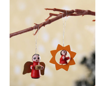 48Pcs Xmas Pendants Multi Shapes Wooden-Multicolor V1263-JX-727