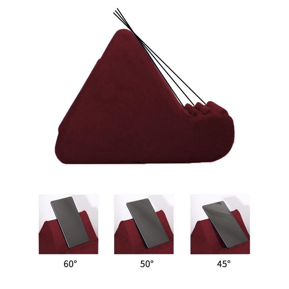 Multi-Angle Tablet Holder Compatible with iPads Lazy Holder Stand for Bed and Desk with 2 Pockets Wine Red V1263-JX-7272-1