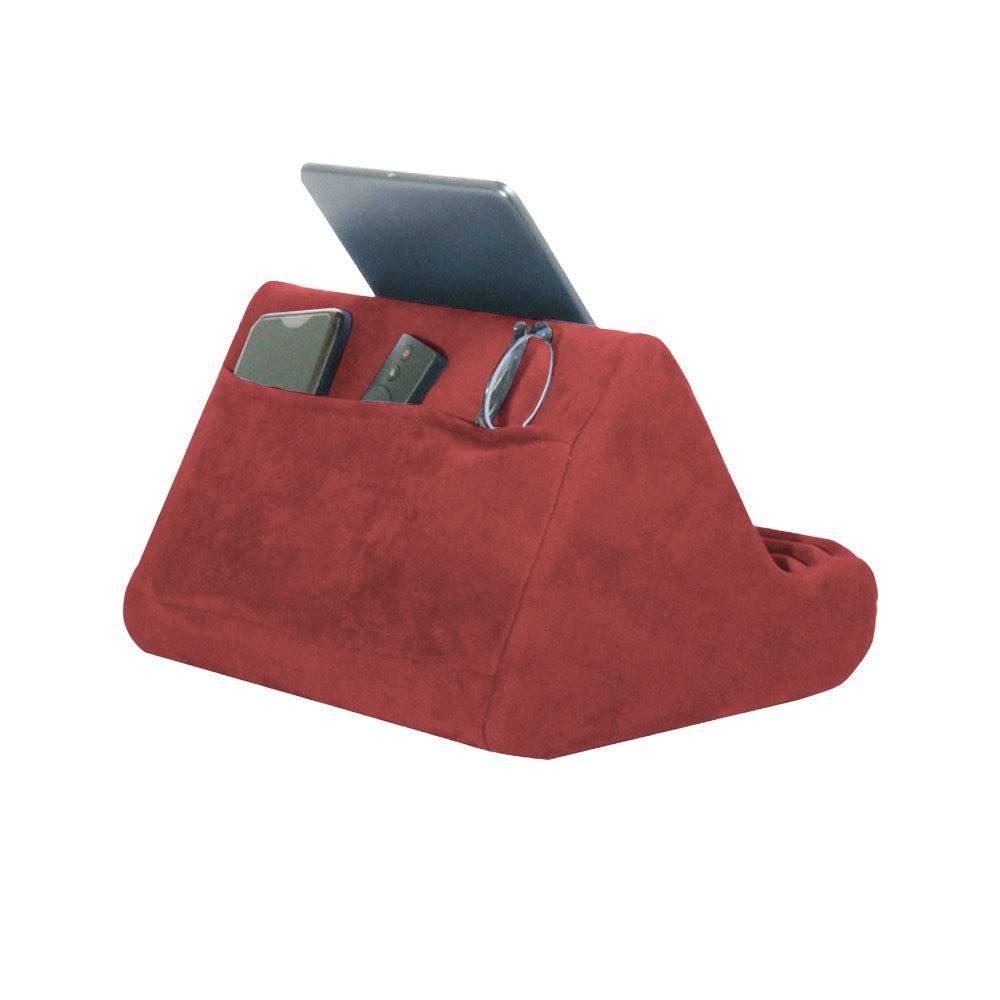 Multi-Angle Tablet Holder Compatible with iPads Lazy Holder Stand for Bed and Desk with 2 Pockets Wine Red V1263-JX-7272-1