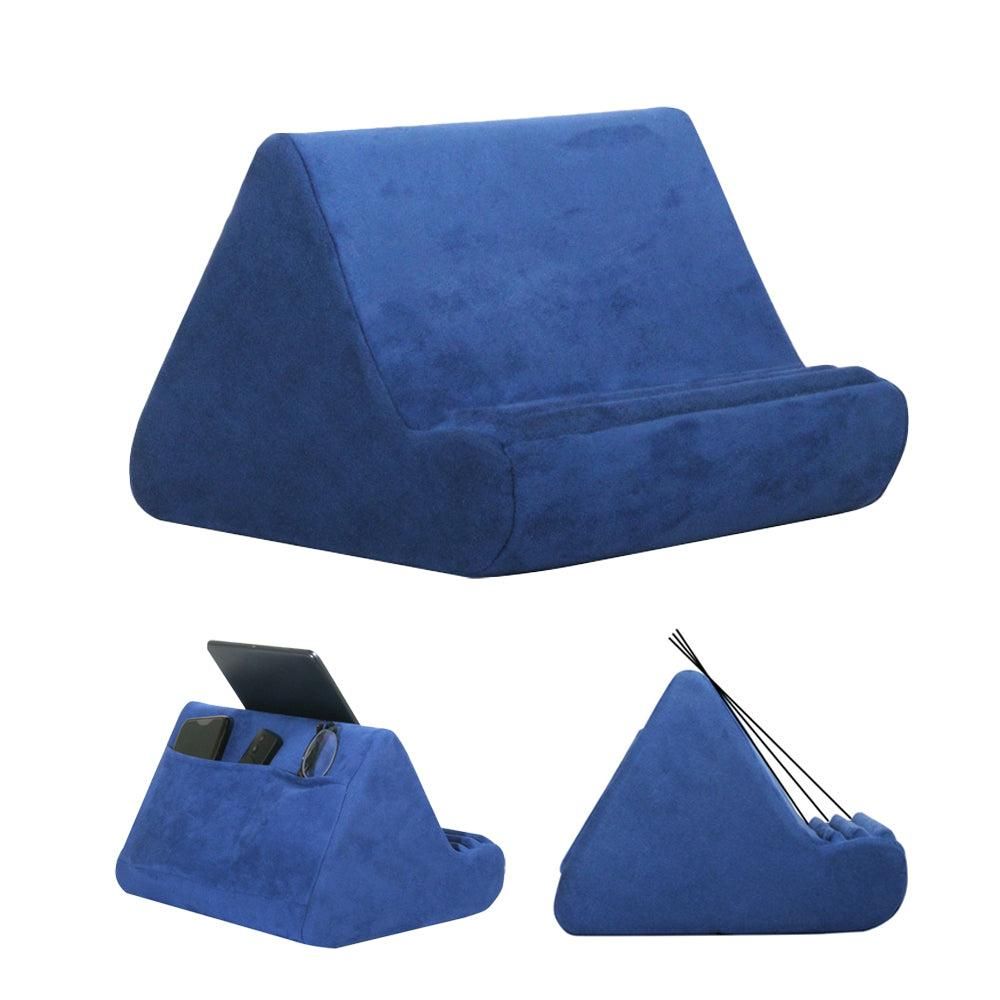 Multi-Angle Tablet Holder Compatible with iPads Lazy Holder Stand for Bed and Desk with 2 Pockets Blue V1263-JX-7272-2