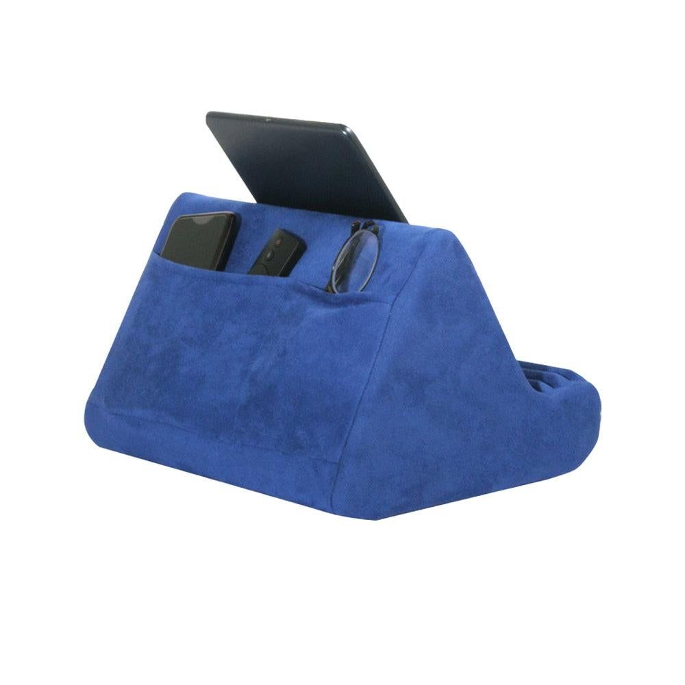 Multi-Angle Tablet Holder Compatible with iPads Lazy Holder Stand for Bed and Desk with 2 Pockets Blue V1263-JX-7272-2