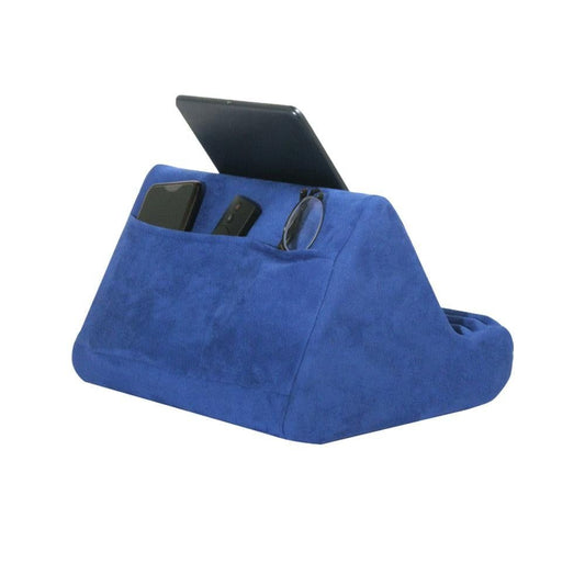 Multi-Angle Tablet Holder Compatible with iPads Lazy Holder Stand for Bed and Desk with 2 Pockets Blue V1263-JX-7272-2