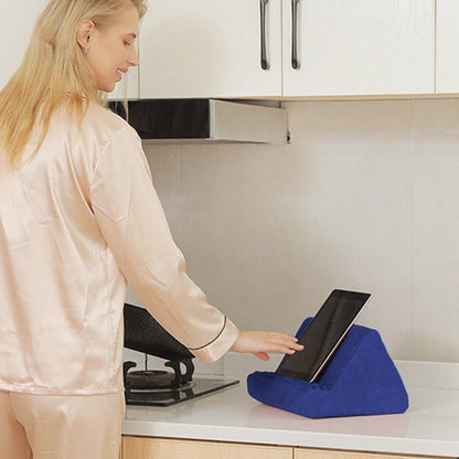 Multi-Angle Tablet Holder Compatible with iPads Lazy Holder Stand for Bed and Desk with 2 Pockets Blue V1263-JX-7272-2