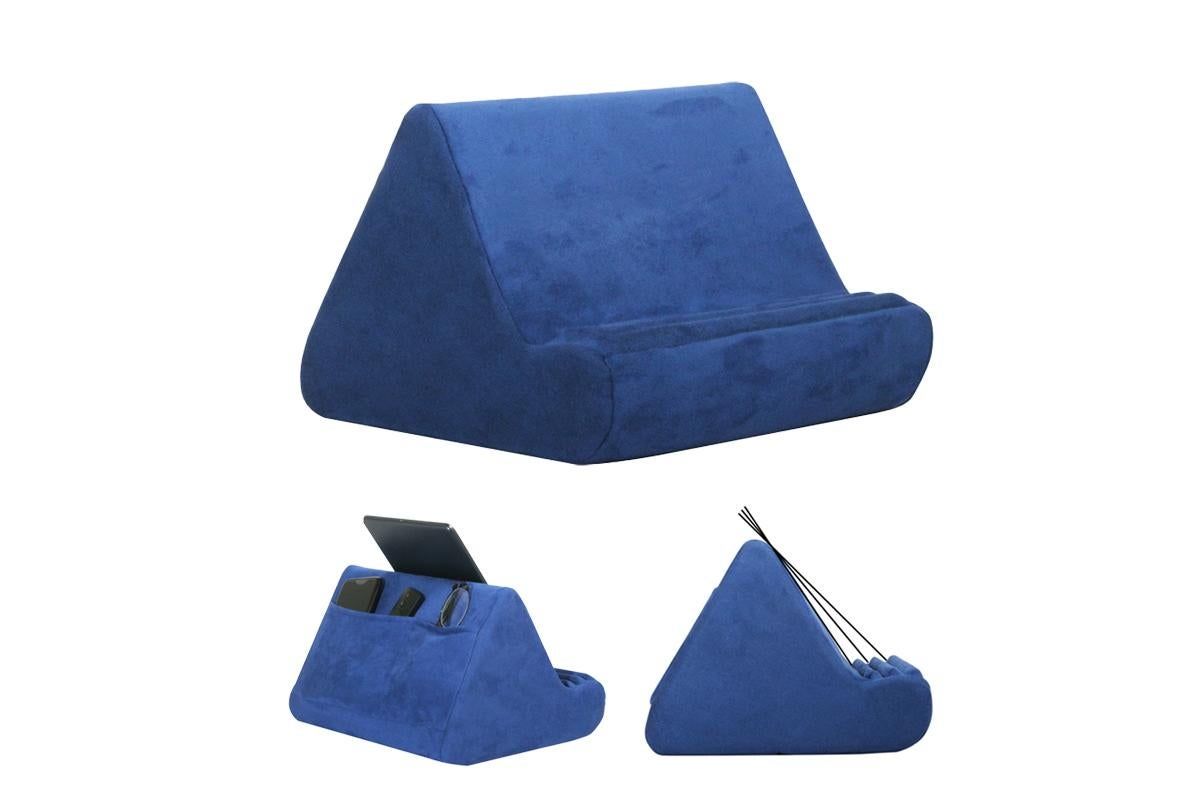 Multi-Angle Tablet Holder Compatible with iPads Lazy Holder Stand for Bed and Desk with 2 Pockets Blue V1263-JX-7272-2