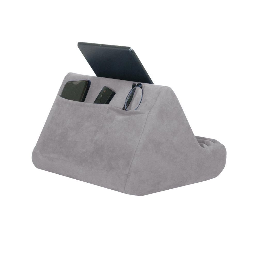 Multi-Angle Tablet Holder Compatible with iPads Lazy Holder Stand for Bed and Desk with 2 Pockets Grey V1263-JX-7272-3