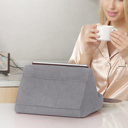 Multi-Angle Tablet Holder Compatible with iPads Lazy Holder Stand for Bed and Desk with 2 Pockets Grey V1263-JX-7272-3