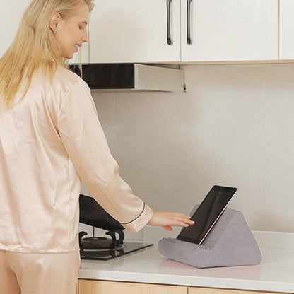Multi-Angle Tablet Holder Compatible with iPads Lazy Holder Stand for Bed and Desk with 2 Pockets Grey V1263-JX-7272-3
