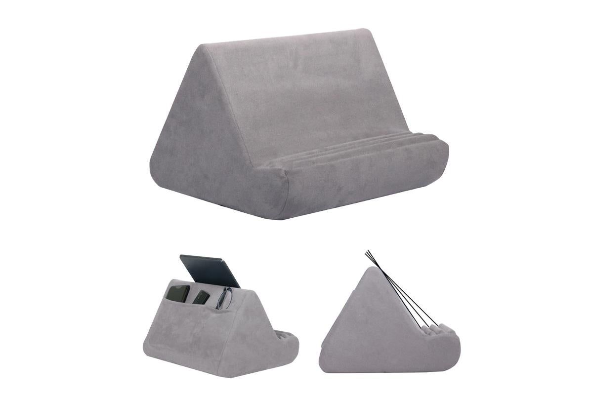 Multi-Angle Tablet Holder Compatible with iPads Lazy Holder Stand for Bed and Desk with 2 Pockets Grey V1263-JX-7272-3