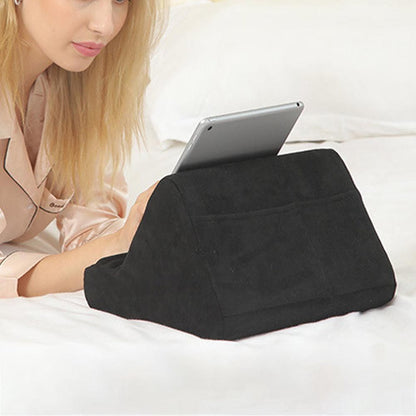 Multi-Angle Tablet Holder Compatible with iPads Lazy Holder Stand for Bed and Desk with 2 Pockets Black V1263-JX-7272-4