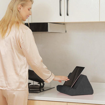 Multi-Angle Tablet Holder Compatible with iPads Lazy Holder Stand for Bed and Desk with 2 Pockets Black V1263-JX-7272-4