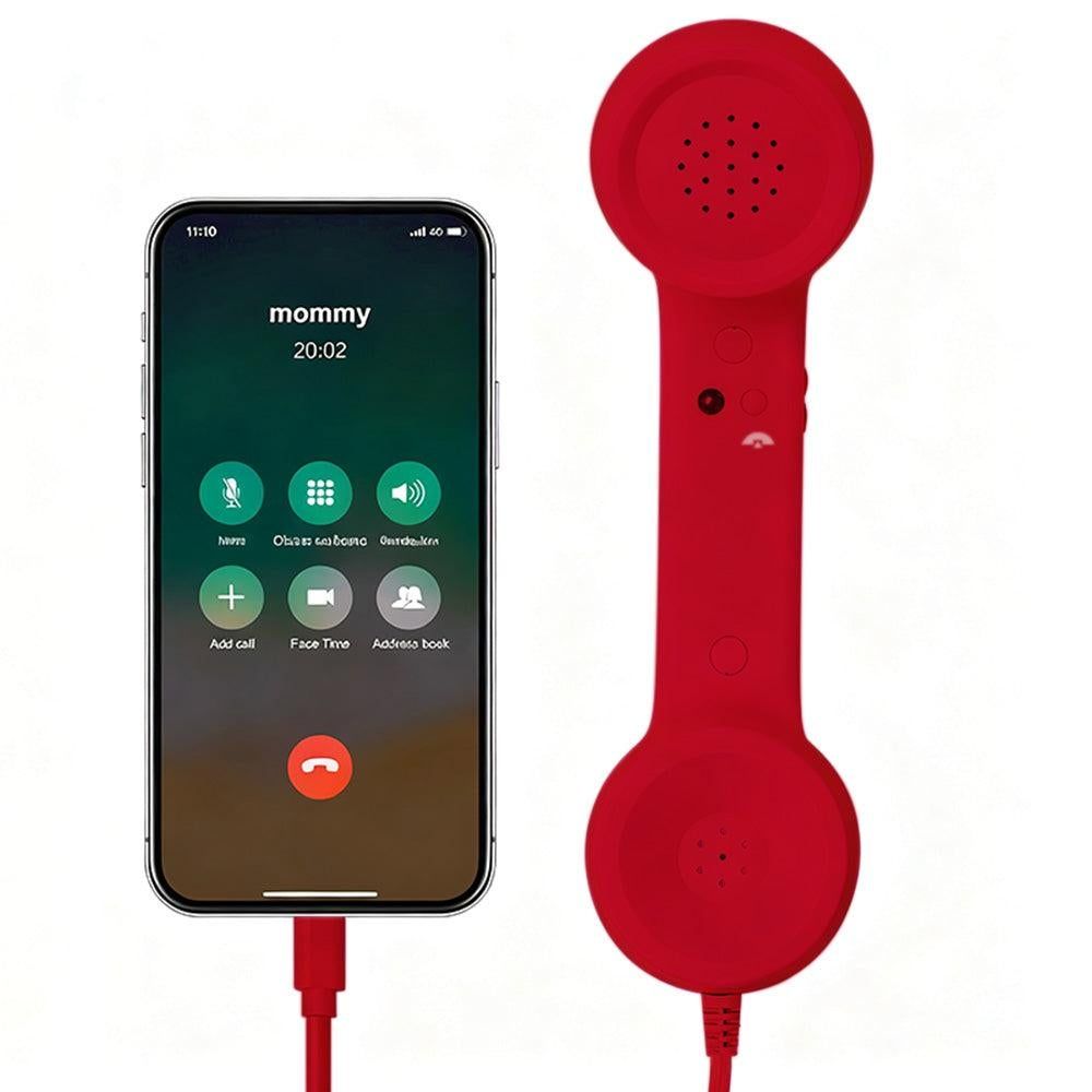 Handheld Retro Wired Telephone Handset with Microphone for Smartphones PC Red V1263-JX-7281-1